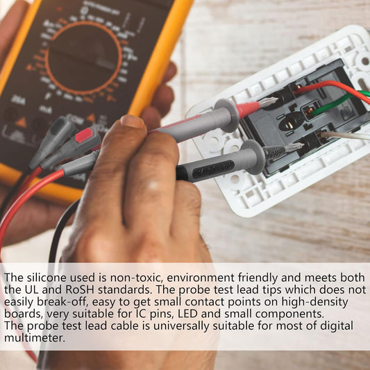 Test Leads Set HANDSKIT Double Insulated Electrical Multimeter Test Lead Kit, Test Leads Probes 4mm Banana Plug