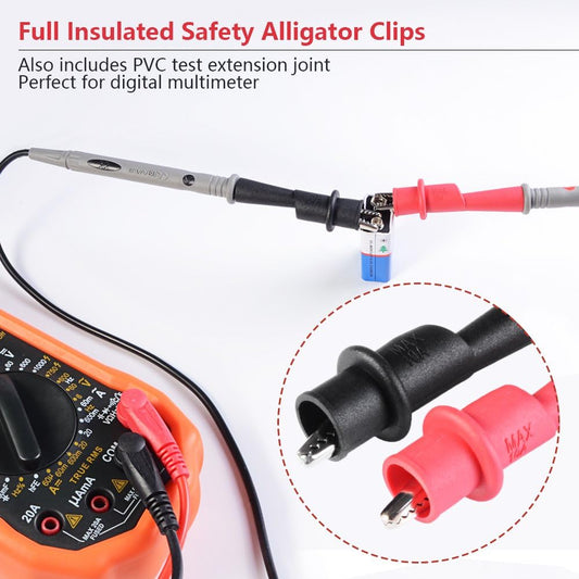 Electrical Multimeter Test Leads Set with Alligator Clips Test Hook Test Probes Lead Professional Kit 1000V 10A CAT.II - HANDSKIT