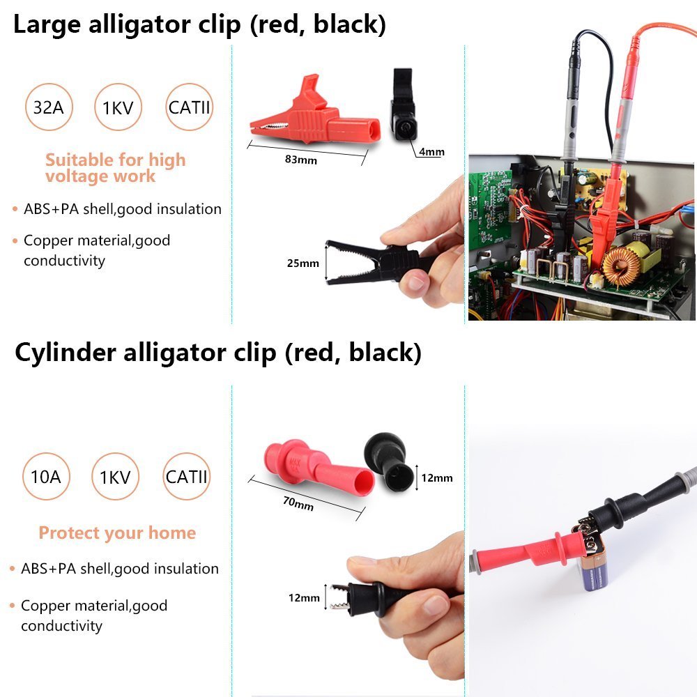 22 in 1 Multimeter Test Leads Set with Electrical Alligator Clips and Soft Silicone Probes - HANDSKIT