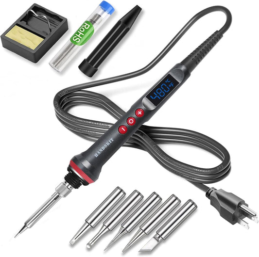 Soldering Iron Kit，Includes 5 Tips, Solder Wire, Stand, Precision Tools for Electronics and Welding Repairs