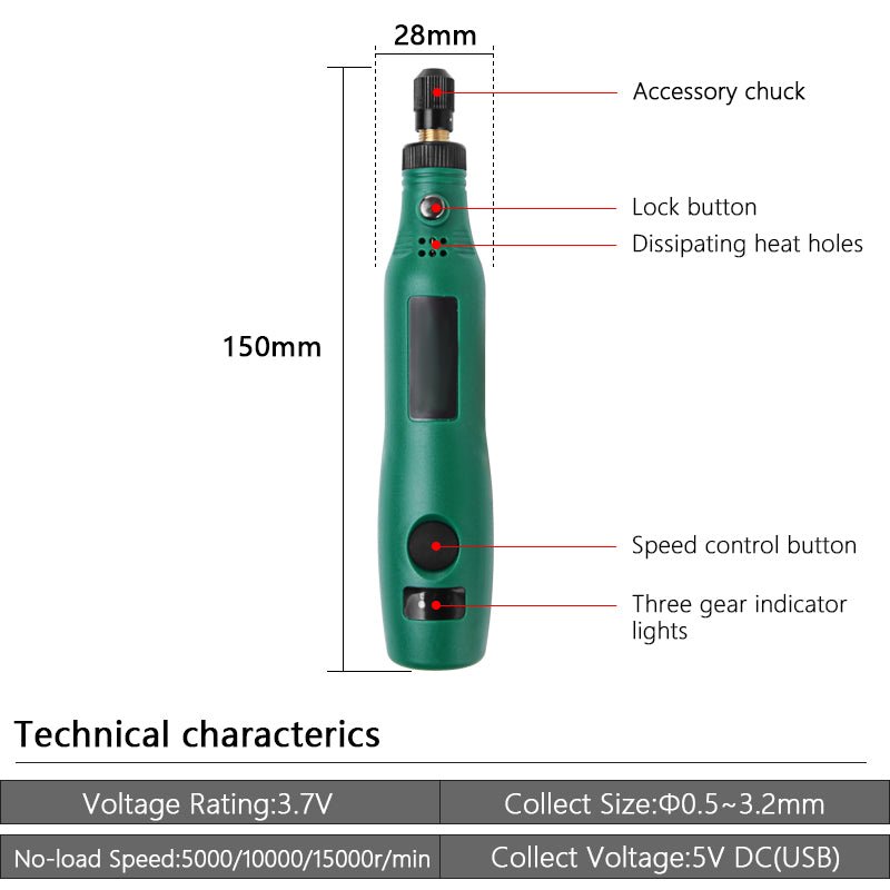 Charging electric mill pen - 3.6v - HANDSKIT