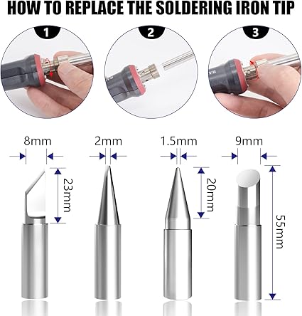 HANDSKIT 200W 220V Solder Tips, Model 927 - 200W Soldering Iron Tip, 4 Piece of Soldering Tips Model 927 - 200W - HANDSKIT