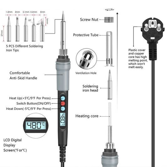 HIGH - POWER ADJUSTABLE CONSTANT - TEMPERATURE SOLDERING IRON - 926 - HANDSKIT