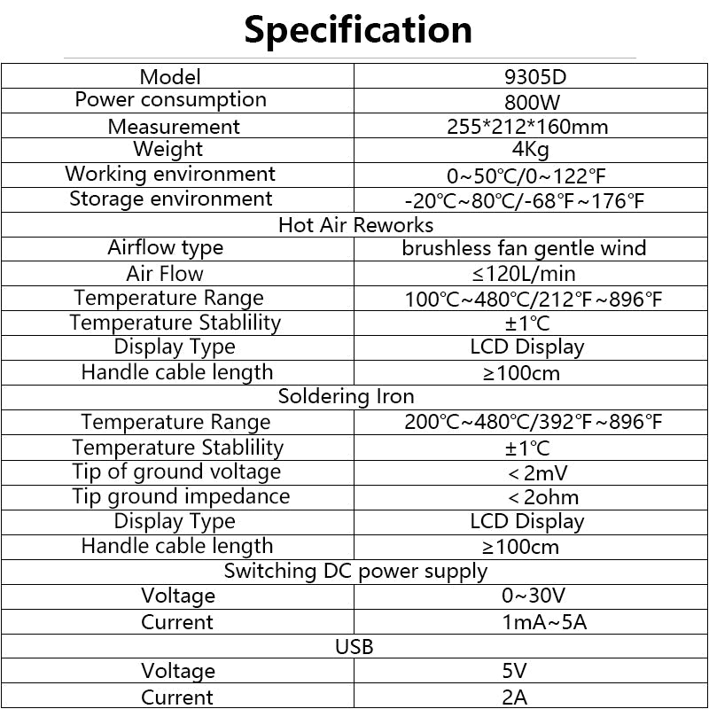 HOT AIR GUN REWORK STATION-9305D - HANDSKIT