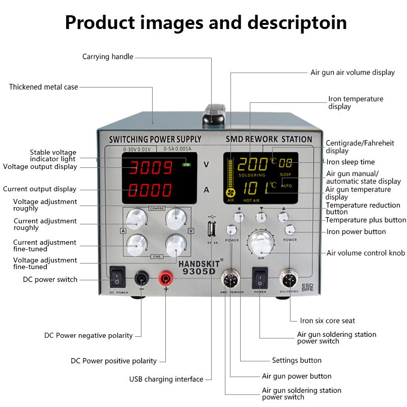 HOT AIR GUN REWORK STATION-9305D - HANDSKIT