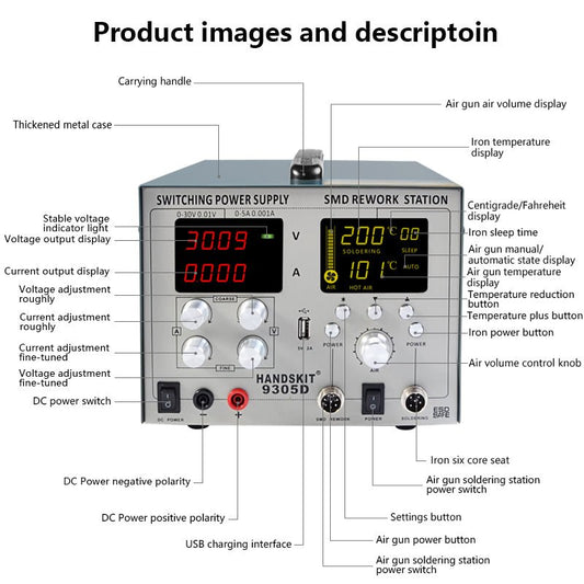 HOT AIR GUN REWORK STATION-9305D - HANDSKIT