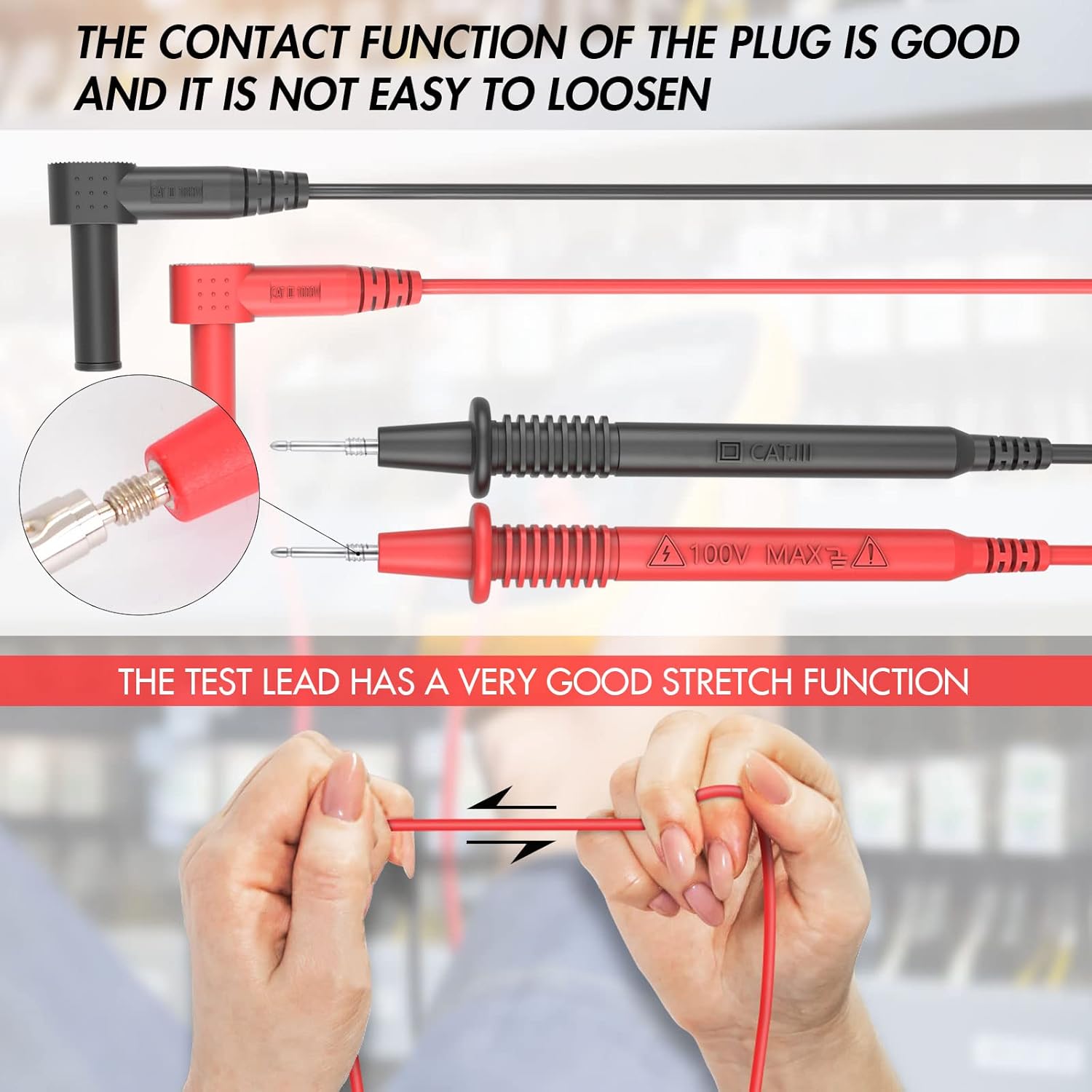 Insulated Test Leads CAT III 1000V with Threaded Alligator Clips, 4mm Test Leads Probes - HANDSKIT