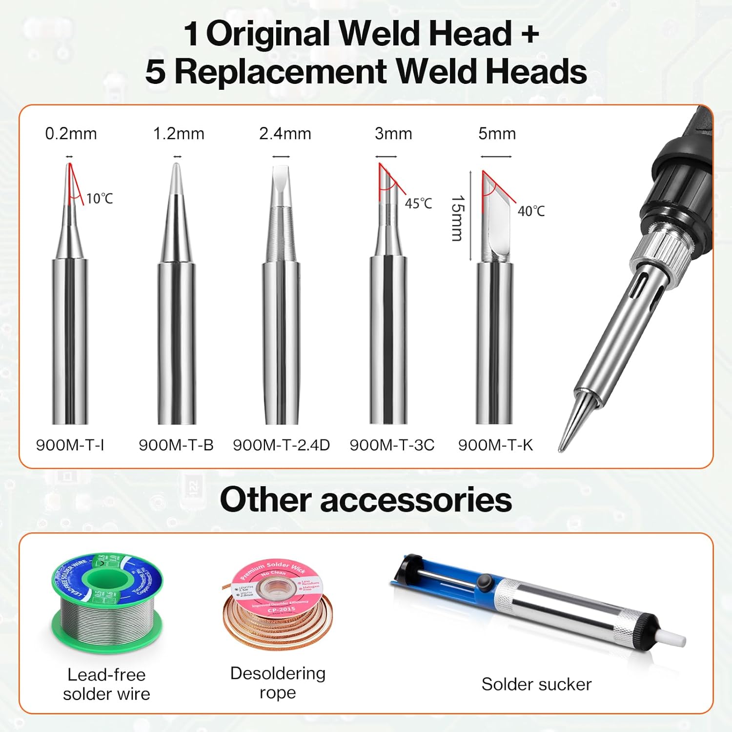 Preciva 926 LED Soldering Iron Kit, 90℃ - 480℃ Soldering Station with 2 Helping Hands, 130W Digital Display Portable Solder Station, Auto Sleep Mode, Temperature Lock Function, with 5 Tips - HANDSKIT