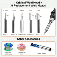 Preciva 926 LED Soldering Iron Kit, 90℃ - 480℃ Soldering Station with 2 Helping Hands, 130W Digital Display Portable Solder Station, Auto Sleep Mode, Temperature Lock Function, with 5 Tips - HANDSKIT