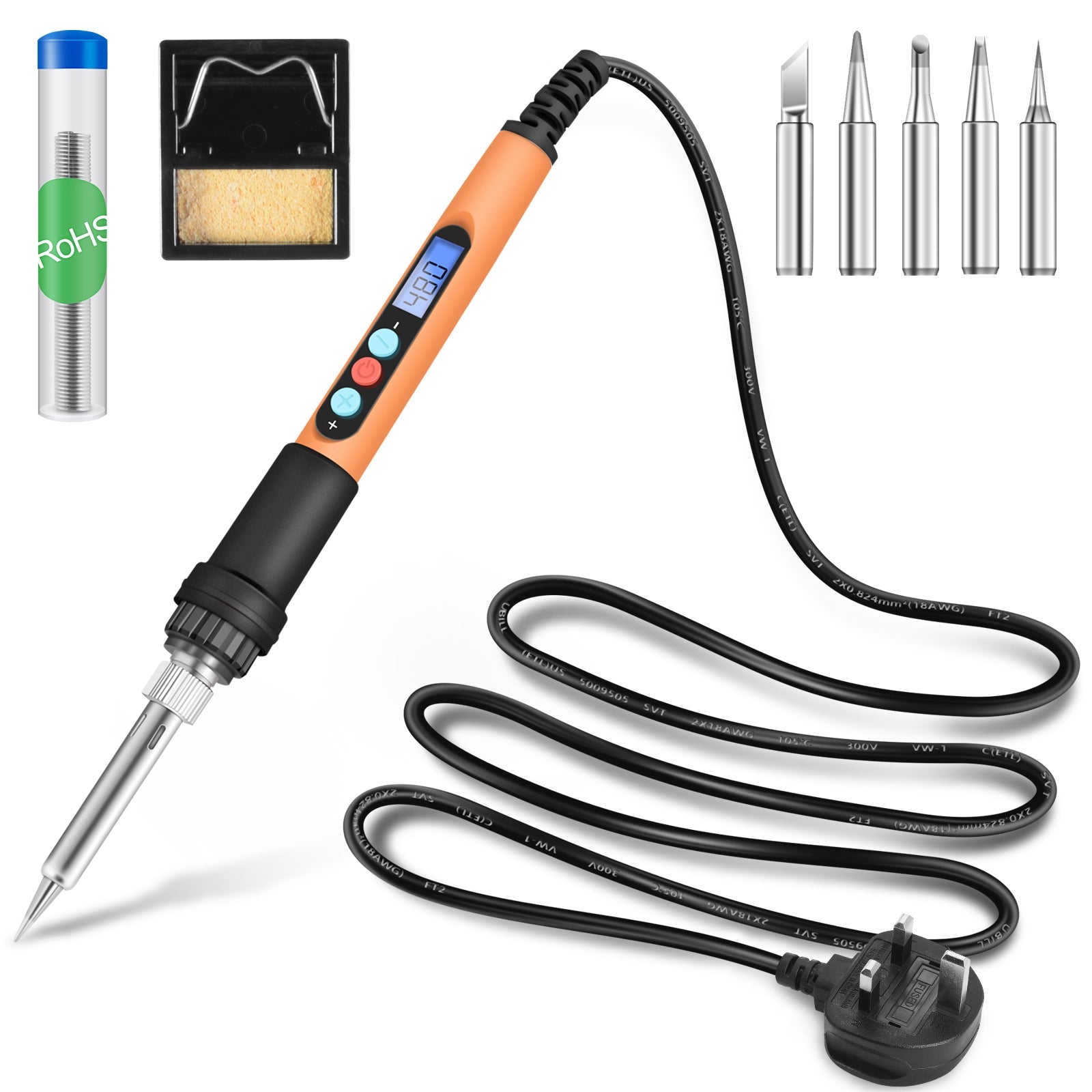 Saldering Iron - 926，Welding Tools Solder Iron Pen with 5pc Tips, Solder Wire, Stand, Auto Sleep, Fast Heating, Electronic Repair - HANDSKIT