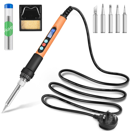 Saldering Iron - 926，Welding Tools Solder Iron Pen with 5pc Tips, Solder Wire, Stand, Auto Sleep, Fast Heating, Electronic Repair - HANDSKIT