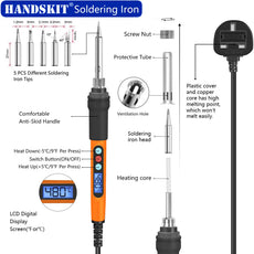 Saldering Iron - 926，Welding Tools Solder Iron Pen with 5pc Tips, Solder Wire, Stand, Auto Sleep, Fast Heating, Electronic Repair - HANDSKIT