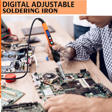 Soldering Iron Kit, 90W Soldering Iron LCD Adjustable Temperature, 13 in 1 Soldering Welding Iron Gun Kit with 5 Tips, Flux, Desoldering Pump, Stand, Tweezers, Wire Cutter, Solder Wire, Sponge, 110V - HANDSKIT