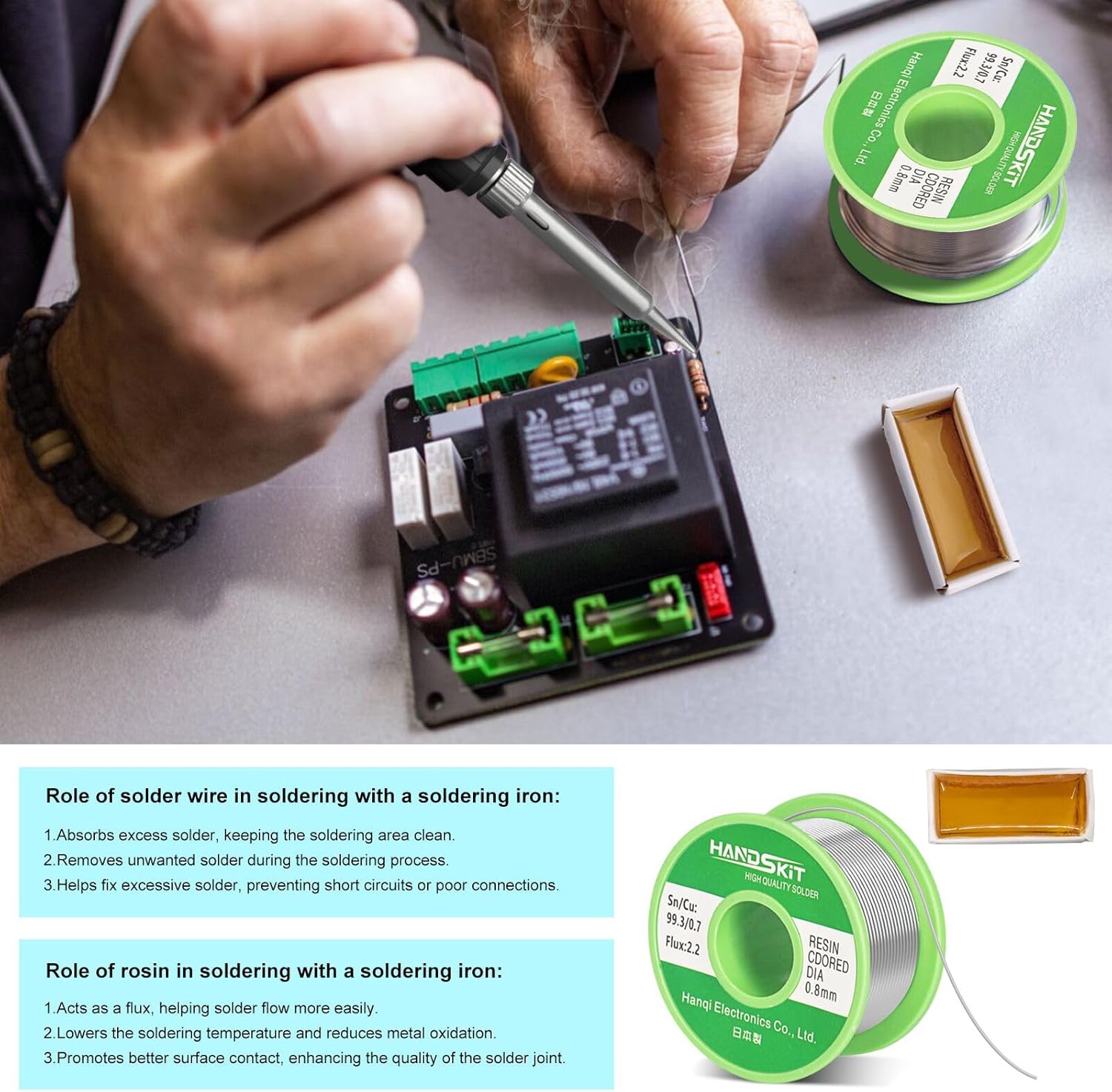 Soldering Iron Kit, 90W Soldering Iron LCD Adjustable Temperature, 13 in 1 Soldering Welding Iron Gun Kit with 5 Tips, Flux, Desoldering Pump, Stand, Tweezers, Wire Cutter, Solder Wire, Sponge, 110V - HANDSKIT