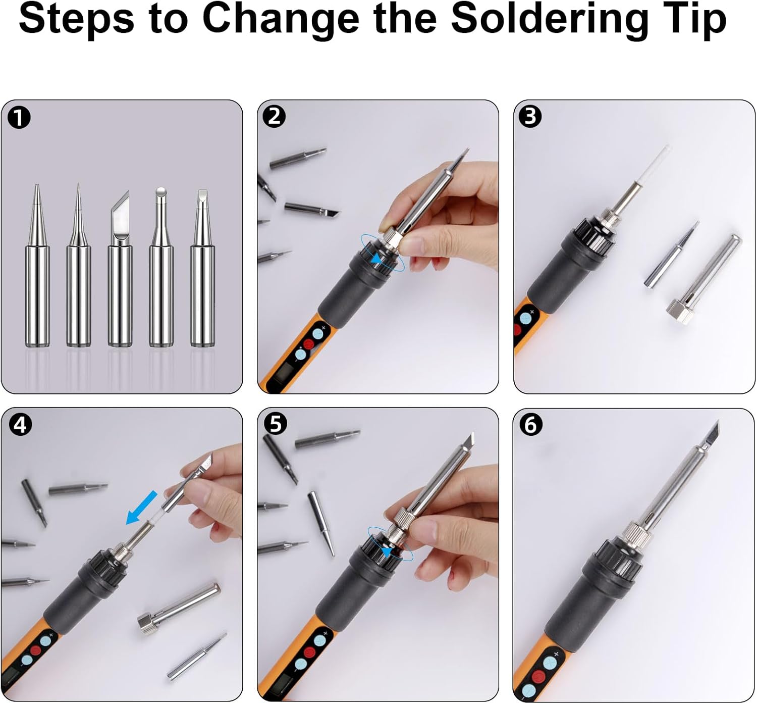 Soldering Iron Kit, 90W Soldering Iron LCD Adjustable Temperature, 13 in 1 Soldering Welding Iron Gun Kit with 5 Tips, Flux, Desoldering Pump, Stand, Tweezers, Wire Cutter, Solder Wire, Sponge, 110V - HANDSKIT