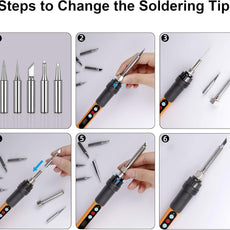 Soldering Iron Kit, 90W Soldering Iron LCD Adjustable Temperature, 13 in 1 Soldering Welding Iron Gun Kit with 5 Tips, Flux, Desoldering Pump, Stand, Tweezers, Wire Cutter, Solder Wire, Sponge, 110V - HANDSKIT
