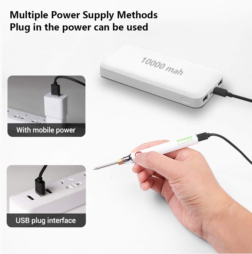 Soldering Iron Kit, HANDSKIT 8W Soldering Iron Welding Tools with Adjustable Temperature 300 - 450°C Soldering Kit with Solder Stand, Solder Wire - HANDSKIT