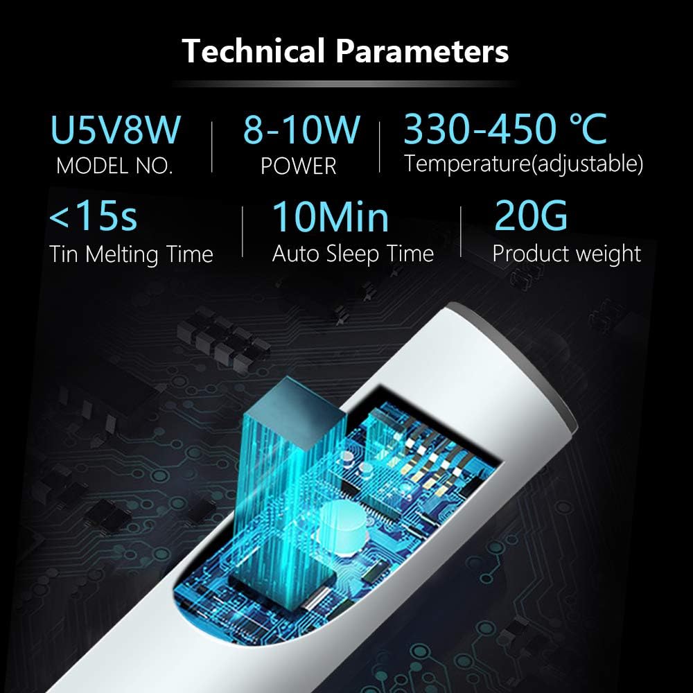 Soldering Iron Kit, HANDSKIT 8W Soldering Iron Welding Tools with Adjustable Temperature 300 - 450°C Soldering Kit with Solder Stand, Solder Wire - HANDSKIT