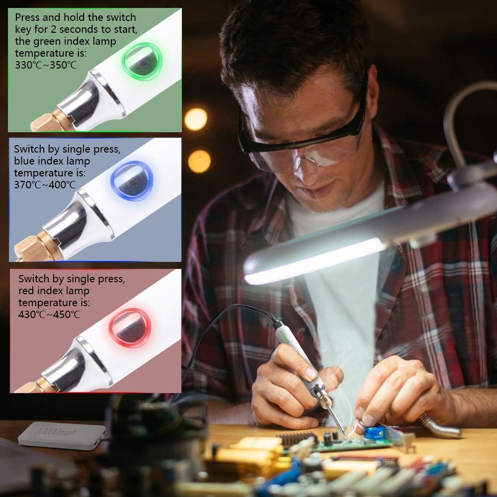 Soldering Iron Kit, HANDSKIT 8W Soldering Iron Welding Tools with Adjustable Temperature 300 - 450°C Soldering Kit with Solder Stand, Solder Wire - HANDSKIT
