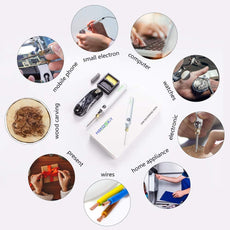 Soldering Iron Kit, HANDSKIT 8W Soldering Iron Welding Tools with Adjustable Temperature 300 - 450°C Soldering Kit with Solder Stand, Solder Wire - HANDSKIT
