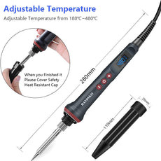Soldering Iron Kit，Includes 5 Tips, Solder Wire, Stand, Precision Tools for Electronics and Welding Repairs - HANDSKIT