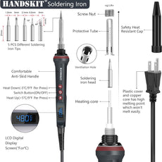 Soldering Iron Kit，Includes 5 Tips, Solder Wire, Stand, Precision Tools for Electronics and Welding Repairs - HANDSKIT
