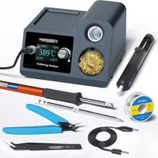 Soldering Iron Station Kit, 72W Digital Display with Adjustable Temperature (150°C - 480°C), OLED Display, Auto Sleep Function, 2 Tips, 50g Solder Wire, Solder Sucker, Tweezers - HANDSKIT