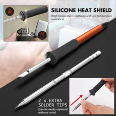 Soldering Iron Station Kit, 72W Digital Display with Adjustable Temperature (150°C - 480°C), OLED Display, Auto Sleep Function, 2 Tips, 50g Solder Wire, Solder Sucker, Tweezers - HANDSKIT