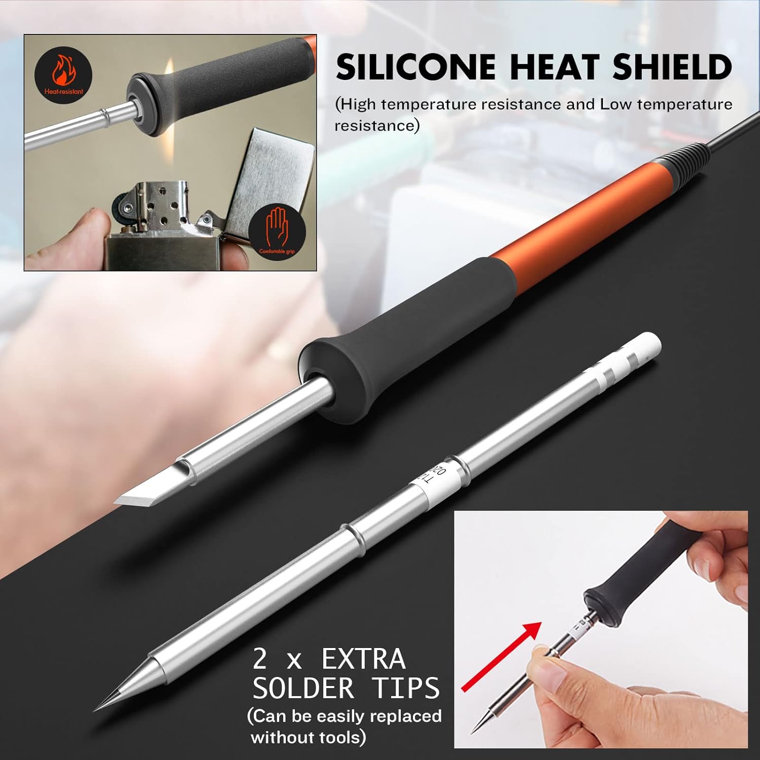 Soldering Iron Station Kit, 72W Digital Display with Adjustable Temperature (150°C - 480°C), OLED Display, Auto Sleep Function, 2 Tips, 50g Solder Wire, Solder Sucker, Tweezers - HANDSKIT