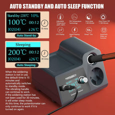 Soldering Iron Station Kit, 72W Digital Display with Adjustable Temperature (150°C - 480°C), OLED Display, Auto Sleep Function, 2 Tips, 50g Solder Wire, Solder Sucker, Tweezers - HANDSKIT