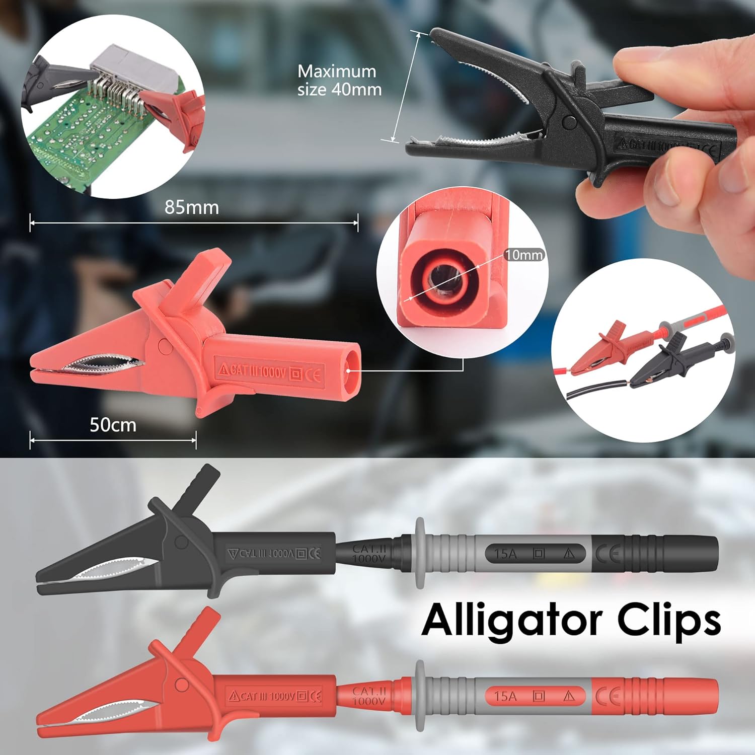 Test Leads Set HANDSKIT Double Insulated Electrical Multimeter Test Lead Kit, Test Leads Probes 4mm Banana Plug - HANDSKIT