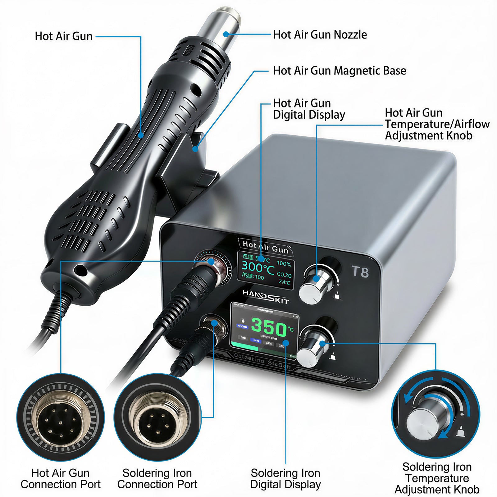 2in1 HOT AIR GUN REWORK STATION-T8